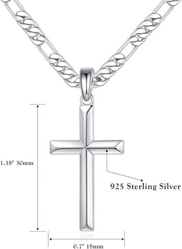 Ursteel S925 الفضة الاسترليني قلادة الصليب للرجال النساء - الفولاذ المقاوم للصدأ قطع الماس سلسلة فضية رجالي الصليب قلادة مجوهرات 16-24 بوصة in Saudi Arabia
