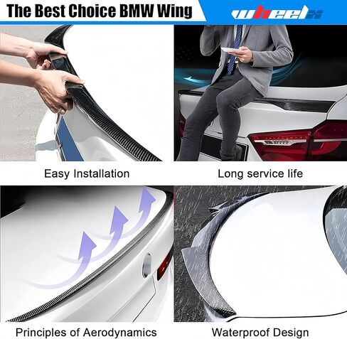 Rear Trunk Spoiler Compatible with 2012-2018 F30 3 Series & 2014-2019 F80 M3 Sedan, MV Style Duckbill Spoiler Fits for 320i 325i 328i 330i 335i 340i, High Kick Wing Lip (Glossy Black) in Kuwait