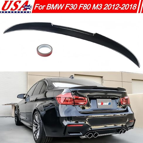 Rear Trunk Spoiler Compatible with 2012-2018 F30 3 Series & 2014-2019 F80 M3 Sedan, MV Style Duckbill Spoiler Fits for 320i 325i 328i 330i 335i 340i, High Kick Wing Lip (Glossy Black) in Kuwait