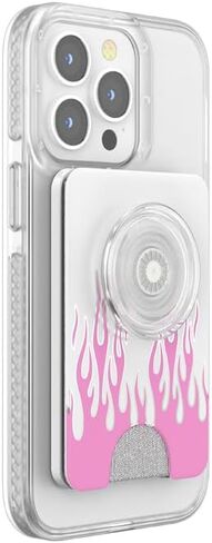 PopSockets PopWallet with Swappable PopTop: Phone Grip, Phone Stand, and Wallet for Cards, (Candy Flames) in Saudi Arabia
