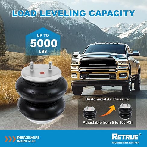 طقم تعليق أكياس الهواء الخلفية لشاحنة سحب 2014-2024 RAM 2500، سعة 5000 رطل لتسوية الحمل، بديل للوسائد الهوائية Firestone 2598 Ride Rite للتعليق الخلفي للشاحنات in Kuwait