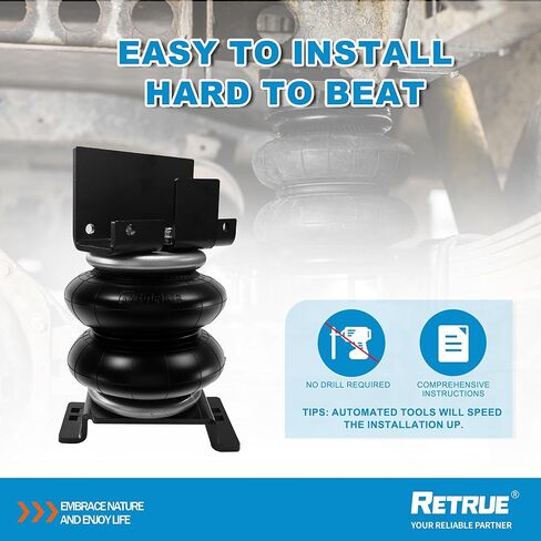 طقم تعليق أكياس الهواء الخلفية لشاحنة سحب 2014-2024 RAM 2500، سعة 5000 رطل لتسوية الحمل، بديل للوسائد الهوائية Firestone 2598 Ride Rite للتعليق الخلفي للشاحنات in Kuwait