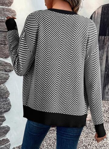 Dokotoo Women's 2024 Fashion Casual Open Front Long Sleeve Chunky Knit Striped Cardigans Sweaters Outerwear Coats in Saudi Arabia