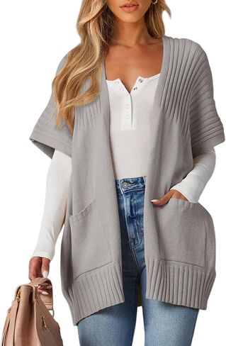 SHEWIN Cardigan Sweaters for women Lightweight Open Front Pleated Summer Short Sleeve Cardigans Sweater in Saudi Arabia