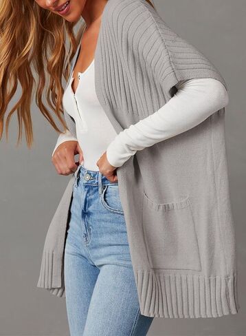 SHEWIN Cardigan Sweaters for women Lightweight Open Front Pleated Summer Short Sleeve Cardigans Sweater in Saudi Arabia