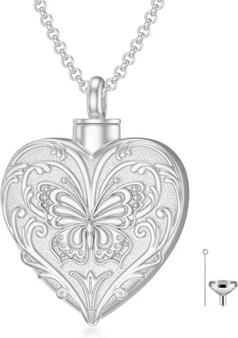 SOULMEET White Gold/Rose Gold/Yellow Gold Cremation Jewelry for Ashes, Custom Real Gold Tree of life/Butterfly/Rose Heart Locket Necklace for Ashes to Keep Human Dog Cat in Memory in Saudi Arabia