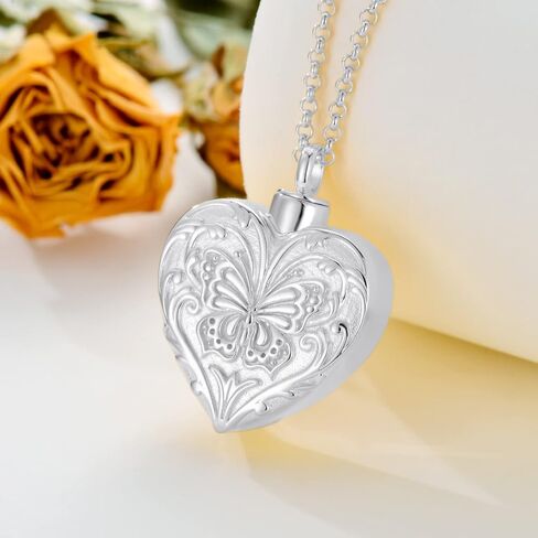 SOULMEET White Gold/Rose Gold/Yellow Gold Cremation Jewelry for Ashes, Custom Real Gold Tree of life/Butterfly/Rose Heart Locket Necklace for Ashes to Keep Human Dog Cat in Memory in Saudi Arabia