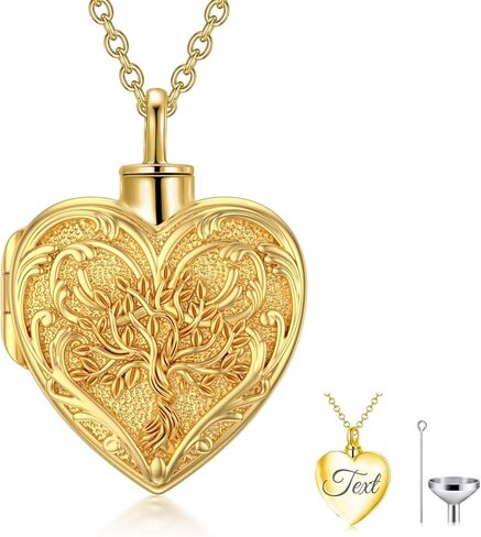SOULMEET White Gold/Rose Gold/Yellow Gold Cremation Jewelry for Ashes, Custom Real Gold Tree of life/Butterfly/Rose Heart Locket Necklace for Ashes to Keep Human Dog Cat in Memory in Saudi Arabia