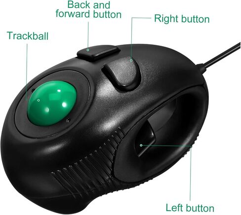Mobestech Portable Mini 4D Trackball USB Wired Handheld Ergonomic with Thumb- Scroll for Laptop and Desktop Computer in Saudi Arabia