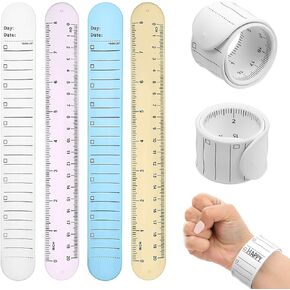 4PCS Erasable Wristband, 9.4" X1.2" Slap Wrist Notepad, Waterproof Silicone Memo Wristbands, Reusable Wearable to Do List Bracelet Notepad with Ruler for Daily Study Work Supplies