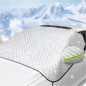 Car Windshield Snow Cover, 5 Layers Magnetic Auto Windshield Protector with Side Mirror Covers, Universal Weatherproof Winter Exterior Accessories for Most Vehicles (Black)