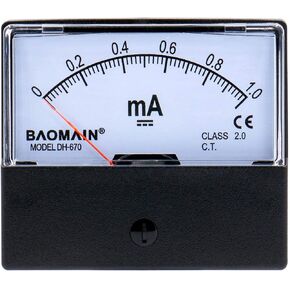 Baomain Ammeter DH-670 DC 0-1 mA Rectangular Ampere Needle Panel Meter Gauge Amperemeter