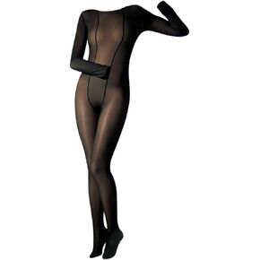 Body Stockings for Women Sexy Shiny Tights Panyhose Bodysuits Nylon Catsuit Round Neck Sexy Bodystocking