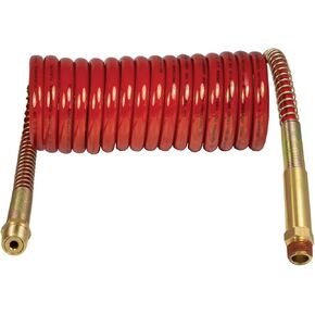 Tectran 16B12RH VORTECX™ ARMORCOIL Air Brake Hose Coil | Extreme Cold Weather Rated | Brass Handles | 12" Trailer Lead | Corrosion Resistant | (Red, 12' Length x 12" Tractor Lead)