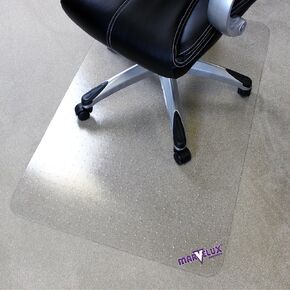 Marvelux Thick Polycarbonate Office Chair Mat for High Pile Carpets, Large Heavy Duty Clear Rigid Rectangular Carpeted Floor Protector Mat for Plush Pile Carpets, 48" x 60"