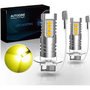 H3 LED Fog Light Bulbs, 2000 Lumens Extremely Bright 3030-SMD H3 LED Bulbs with Projector for Auto Motorcycle Cars Trucks SUV Fog DRL Lights(3000K Amber Yellow)