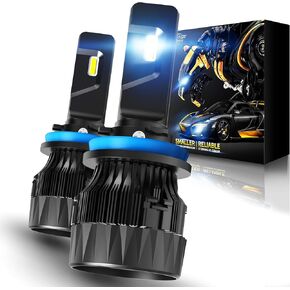 Cougar Motor H11 Light Bulbs, H11 Fog Lights H9 Light H8 Bulb 18000LM 6500K - Small Size with Silent Cooling Fan, Powersports ATV/UTV Fog Bulb, Non-polarity, Plug & Play - Pack of 2