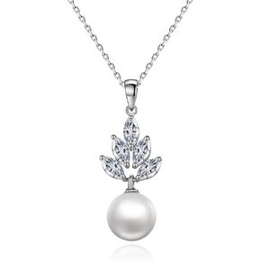 Elegant 14K Freshwater Pearl Necklace for Women: Moissanite Pendant Accent, A Luxurious Jewelry Gift for Her