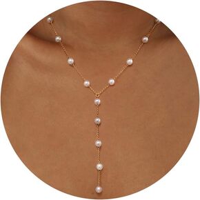 Pearl Necklaces for Women, Gold/Silver Pearl Necklace 14K Gold/White Gold Plated Dainty Pearl Necklace Jewelry for Women