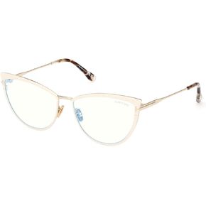 Tom Ford Eyeglasses FT 5877 -B 025 Shiny Pale Gold And Ivory Enamel, t Logo /