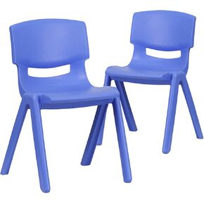Flash Furniture Whitney 2 Pack Blue Plastic Stackable School Chair with 13.25" Seat Height