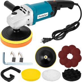 Buffer Polisher, Car Buffers and Polishers Kit, 1600W 7 Inch/6 Inch Rotary Buffer Polisher Waxer, 6 Variable Speed 600-3000 RPM with Grip, Polisher for Car Detailing, Polishing, Waxing