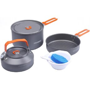Fire-Maple Feast 4 Piece Camping Cookware Cookware Cookware Kit Outdoor Cookware Set with Pots, Kettle, Saucepans and Spatula for Hiking Fishing Picnic