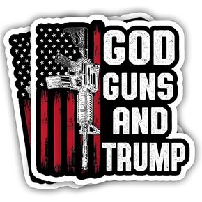 God Guns and Trump Sticker Decal - 4 Inches - Trump Stickers for Car Truck Van Window Bumper Laptop Tablet Cup Tumbler Water Bottle and Any Smooth Surface 2-Pack