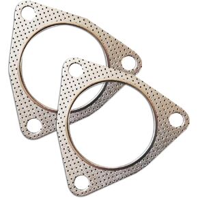 2 PCS Car Exhaust Pipe Interface Gasket, 2.48" ID Three-hole Stable Structure High Temperature Resistant Metal Gasket, Replacement Connection Accessories, Suitable for Most Models (Silver)