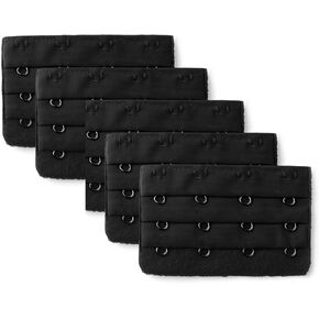 Allegra K 5 Pcs Black 4 Rows Hook and Eye Tape Bra Strap Extender