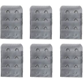Home-organizer Tech 6 Packs Bra Extender Soft Comfortable 2 Hook 3 Rows Bra Strap Extension for Women Girl (58# Gray Silver)