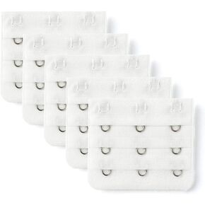 Allegra K 3 Hook 3 Row Underwear Bra Strap Extension Buckle Hooks 5 Pcs for Women White One Size