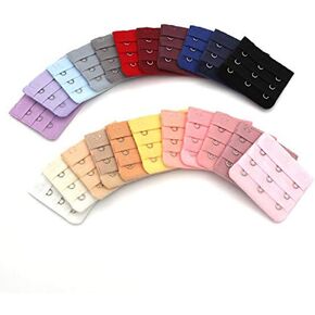 22 pcs Women Ladies Assorted Colors 3-Hook 3 Rows Spacing Bra Extender Extension Hooks Strap Soft Back Comfortable Band Extenders