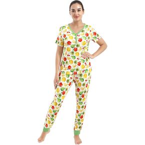 Women's Pajamas Set-Viscose Made from Bamboo, Short Sleeve Sleepwear Top with Joggers Pants Sets V Neck Loungewear