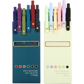 Ddaowanx Colorful Gel Pens, 0.5mm Fine Point Retractable,Multi Colored Pens for Journaling and Sketching, Teacher Must Haves,Teacher School Supplies, Gifts for Women (6Pcs-Vintage Colors)