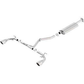 BORLA 140496 Cat-Back Perf. Exh. Sys. for 2013-2020 Subaru BRZ & 2013 Scion FR-S & 2017-2020 Toyota 86 2.0L 4 Cyl. T-304 SS S-Type Dual Split Rear Exit Single 4.5" Rnd. Polished T-304 Tips