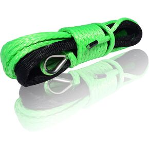 1/4 inch Synthetic Winch Rope Cable Winch Rope for ATV Electronic Winch BS: 6500lb (1/4'', Green)