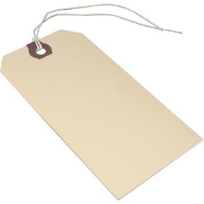Amram Blank Shipping Tags and Hang Tags Strung, 4 3/4-in x 2 3/8-in, 100 Tags, Manila with Reinforced Eyelet