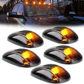 5 PCS Amber LED Cab Lights Smoked Cab Roof Running Top Marker Light for Dodge Ram 1500 2500 3500 4500 5500 2003-2018 Pickup Trucks, Waterproof LED Cab Roof Lights for Trucks, 16 LED