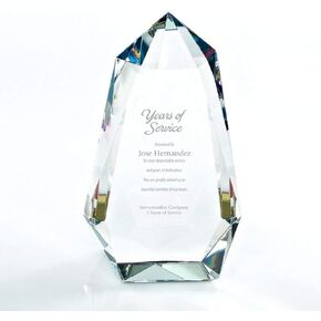 Engraved Vibrant Luminary Crystal Trophy - Prism Shaped Award
