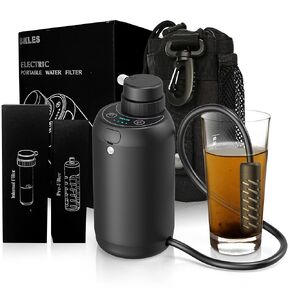 Portable Water filetr Camping Dual 0.01 Micron Water Filtration System for Outdoor Backpacking, Hiking, Emergency - Dual Filters Version - Green
