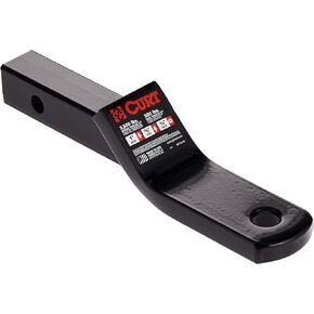 CURT 45503 Class 2 Trailer Hitch Ball Mount, Fits 1-1/4-Inch Receiver, 3,500 lbs, 3/4-Inch Hole, 1-Inch Drop, 3/8-Inch Rise, Gloss Black Powder Coat