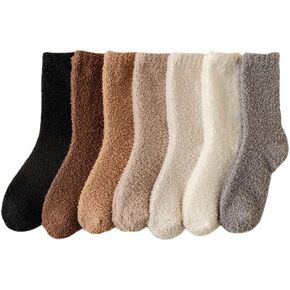 7 Pair Fuzzy Socks for Women Aesthetic Fluffy Warm Slipper Socks Preppy Thick Cute Long Socsk Winter Christmas Socks