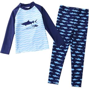 Happy Cherry Kids Two Piece Long Sleeve Boys Swimsuits UPF50+ Rash Guard Bathing Suit Beachwear