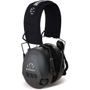 WALKER'S Bluetooth Passive Muff - Compact Lightweight 25dB NRR Hunting Shooting Passive Hearing Protection Muff w/ Adjustable Boom Mic, 3 AAA Batteries Included, Black