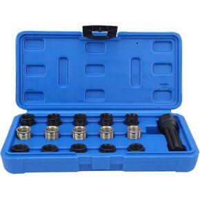 Spark Plug Repair Kit, M14x1.25 Screw Tap and Screw Thread Repair Tool Set, Carbon Steel Rethreading Kit for Automotive Engine Repair with Portable Case,Comprehensive Tool Set