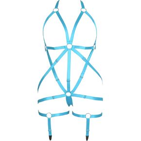 Womens Full Body Harness Plus Size Cage Lingerie Hollow Out Garter Belts Set Punk Goth Festival Rave Wear