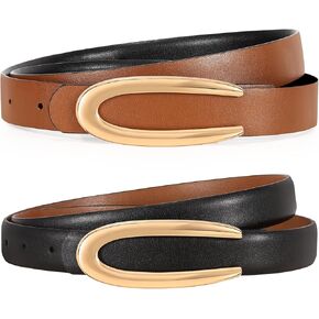 Skinny Leather Reversible Belts For Women Fashion 2-Sided Belt Ladies Thin Waist Belt for Jeans Dresses Pants