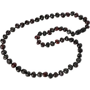 Natural Baltic Amber Necklaces for Adults - 18-21.6 inches Made from Authentic/Polished Baltic Amber Beads 21.6 inches (55 cm), Cherry/Black color -Natural Healing Amber Jewelry