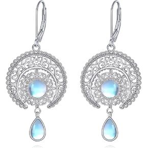 أقراط من حجر القمر والنجمة من الفضة الإسترلينية على شكل هلال وقمر متدلية هدايا مجوهرات للنساء والفتيات المراهقات in Kuwait